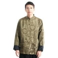 thumbnail image 3 of suit for Men Chinese Traditional Satin Hanfu Tops Long Sleeves Cardigan Single-breasted Performance Jacket, 3 of 8