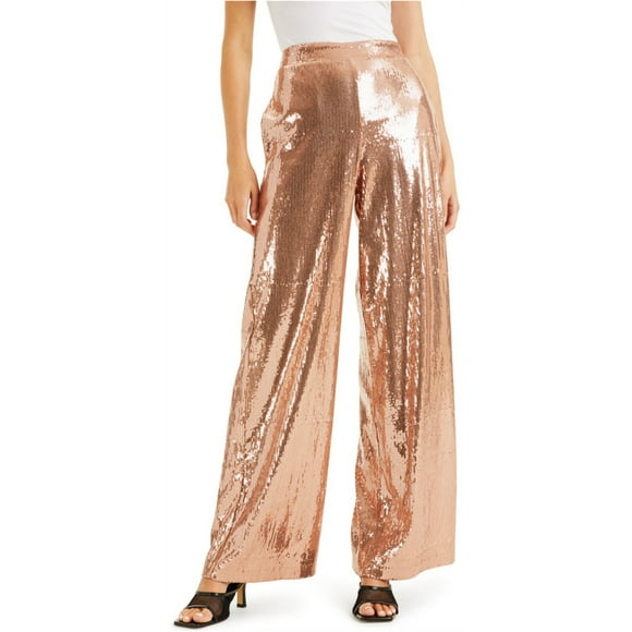 I.N.C Womens Sequin Dress Pants, Beige, X-Small