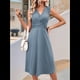 thumbnail image 5 of Vestido de Verano para Mujer, Cruzado, con Escote en V, Sin Mangas, Acampanado, Gris Pizarra, Talla L, 5 of 9