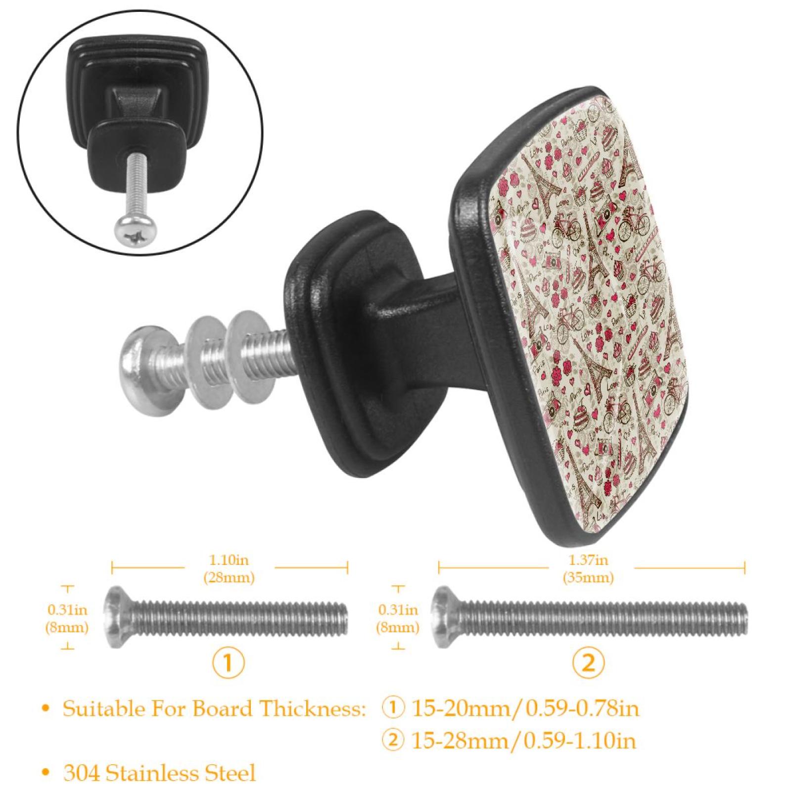 4 Pcs Cabinet Handle Drawer Pulls Paris Adesivo Knobs with Screws Square Furniture Office Cabinet Knob Decoration