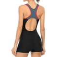 thumbnail image 3 of Charmo Womens Sporty One Piece Swimsuits Boyleg Racerback Athletics Swimwear, 3 of 6