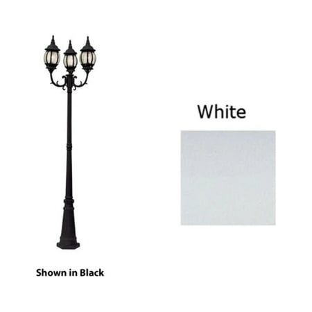 Three Light White Clear Beveled, Hexagon Glass Post Light