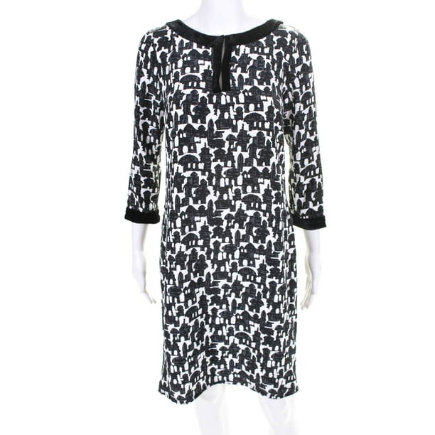 Pre Owned Raoul Womens Half Sleeve V Neck Mini Shirt Dress Black White Silk Size 4 Walmart Com Walmart Com