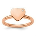 thumbnail image 3 of Auriga Fine Jewelry 925 Sterling Silver Rose Gold-plated Diamond Heart Ring Size 8for Women, 3 of 6