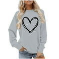 thumbnail image 1 of BLVB Chandail à Col Rond pour Femmes, Imprimé de Cœur, Manches Longues, Mignon, Coupe Ample, Léger, Hauts d'Automne, Cadeaux de la Saint-Valentin, 1 of 5