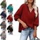 thumbnail image 3 of Mujeres con capucha Top encaje empalme cuello en V hombro caído cordón suéter suelto sudaderas para dama, 3 of 5