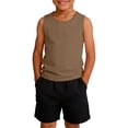 thumbnail image 2 of Dwellite Boys Tank Tops Athletic Sleeveless Crewneck T-Shirts for Kids Undershirts 2-13 Years Brown 160, 2 of 7