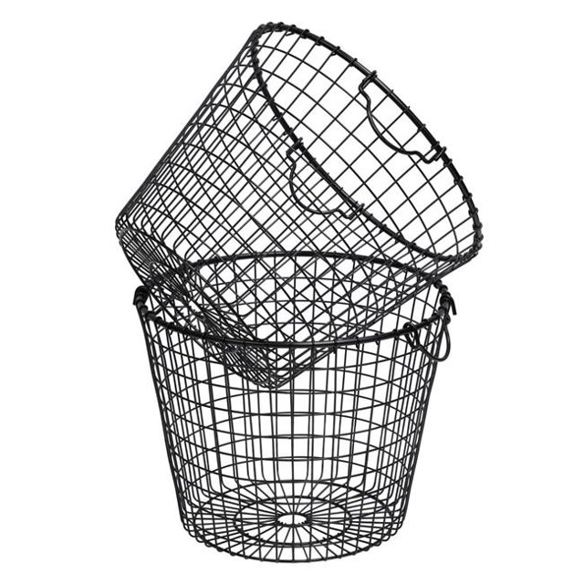 Puleo International 327-DE0544-2-K Stackable Metal Storage Baskets - Set of 2