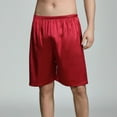 thumbnail image 2 of Defitshape Men's Satin Sleep Shorts Boxers Underwea Pj Pajama Bottom Casual Nightwear Bunched Loungewear Cool Summer Elastic Burgundy Large, 2 of 5