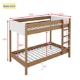 thumbnail image 3 of Twin Over Twin Bunk Bed, Upholstered Bunk Bed Frame with Ladder, Safety Guardrails, Rubber Wooden, Teddy Fleece Fabric Headboard and Footboard, Natural, 3 of 7