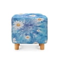 thumbnail image 2 of SCRAWLGOD Daisy Tie-Dye Print Blue Square Ottoman Slipcover, Removable Washable Footrest Stool Cover Foldable Storage Furniture Protector Elastic Ottoman Cover for Pets, 2 of 7