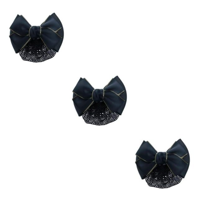 Decodeary Professional Hair Plate Mesh Pocket Practical Snood Net Elegant And Professional Gold rim - black 3Set