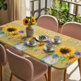 thumbnail image 3 of Sunflower Table Cloths for 6 Foot Rectangle Tables, Yellow Flowers Summer Botanical Farmhouse Patio Waterproof Elastic Fitted Tablecloths, Washable Rectangular Table Cover for Camping, 3 of 8