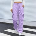 thumbnail image 6 of Cargo Pants for Women Wide Leg Baggy Hiking Pants Lightweight High Waisted Drawstring Straight Leg Cargo Work Pant, 2XL, 6 of 6