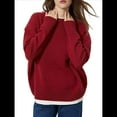 thumbnail image 1 of Suéteres Ligeros, Suaves y de Cuello Redondo para Mujer, Lisos, para Otoño e Invierno Vino Tinto L, 1 of 6