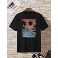 thumbnail image 2 of Haga una declaración con esta elegante camiseta gráfica: estampado de cocoteros y olas para ropa de verano para hombres, 2 of 4