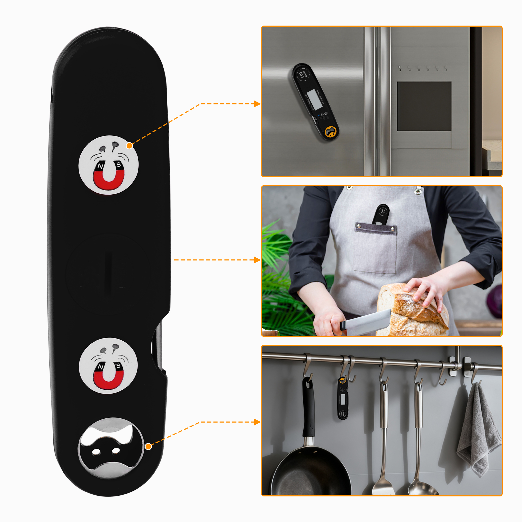 Unique Bargains Strong Plastic Digital Meat Thermometer Black 7.3x2x1 in