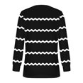 thumbnail image 5 of RXIRUCGD Hauts Décontractés Mode pour Femmes Col Rond Plissé Rayé Manches Longues, Noir, Taille : S, 5 of 5