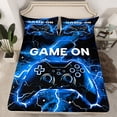 thumbnail image 2 of jejeloiu Gamepad Gaming Gamer Full Size Sheets,Modern Video Game Bed Sheets,Blue Black Sheet Sets For Boys,Breathable Home Decor,4-Piece, 2 of 7