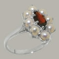 thumbnail image 2 of LBG British Made 14k White Gold Natural Garnet & Cultured Pearl Womens Statement Ring - 33 size options - Size 10.75, 2 of 5