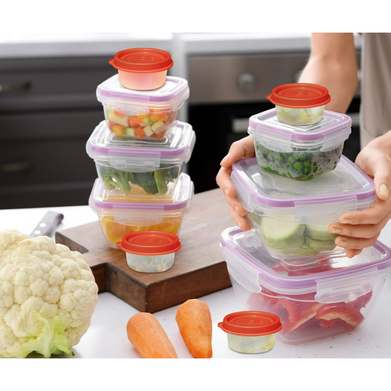 Mosville Small Containers with Lids - 6 Sets, 4 OZ Reusable and Leak Proof  Salad Dressing Container and Condiment Containers, Baby Food Storage