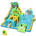 thumbnail image 1 of Gymax Inflatable Water Slide w/Splash Pool Climbing Wall Football Goal 680W Blower, 1 of 10