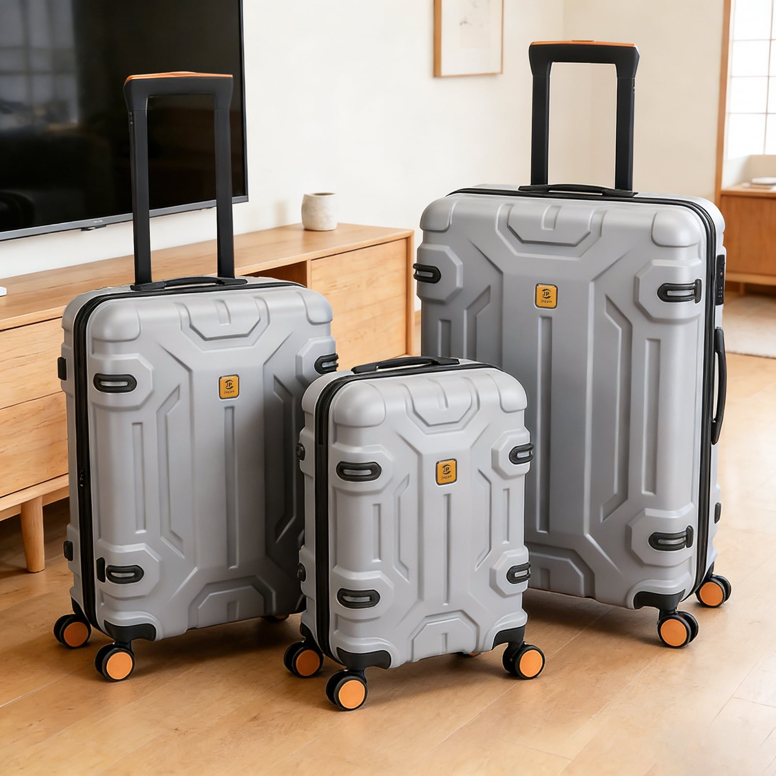 3 Piece ABS Luggage Set with TSA Lock, 20/26/30 Inch Spinner Suitcase for Carry On and Checked Bag, Lightweight Durable Travel Bags for Family Vacation Holiday Travel Back to School and Business Trip