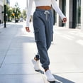 thumbnail image 5 of ZHYou No Boundarie Womens Cargo Pants Cuffed Casual Drawstring Elastic Waisted Loose Casual Athletic Sweatpants with Pockets,Gray,Size 3XL, 5 of 6