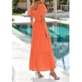 thumbnail image 2 of PRETTYGARDEN Summer Dresses for Women Eyelet Square Neck Puff Sleeve Smocked Wedding Guest Maxi Dress with Pockets, 2 of 8