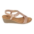 thumbnail image 3 of GC Shoes Womens Rhinestone Strap Wedge Sandals, Open Toe Elastic Sling Back Summer Platform Slide Sandal, Coretta/Rose/8, 3 of 4
