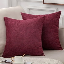 XmhyTop-A Throw Pillow, 2 Pack 45*45cm Linen Pillow Textured Pillow Boho Pillow Farmhouse Decorative Pillows for Living Room Bedroom Home Decoration,Dark Red