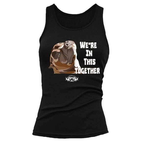 We're In This Together Pitbull Women's Fitted Tank Top, Pit Bull Gift (Large)