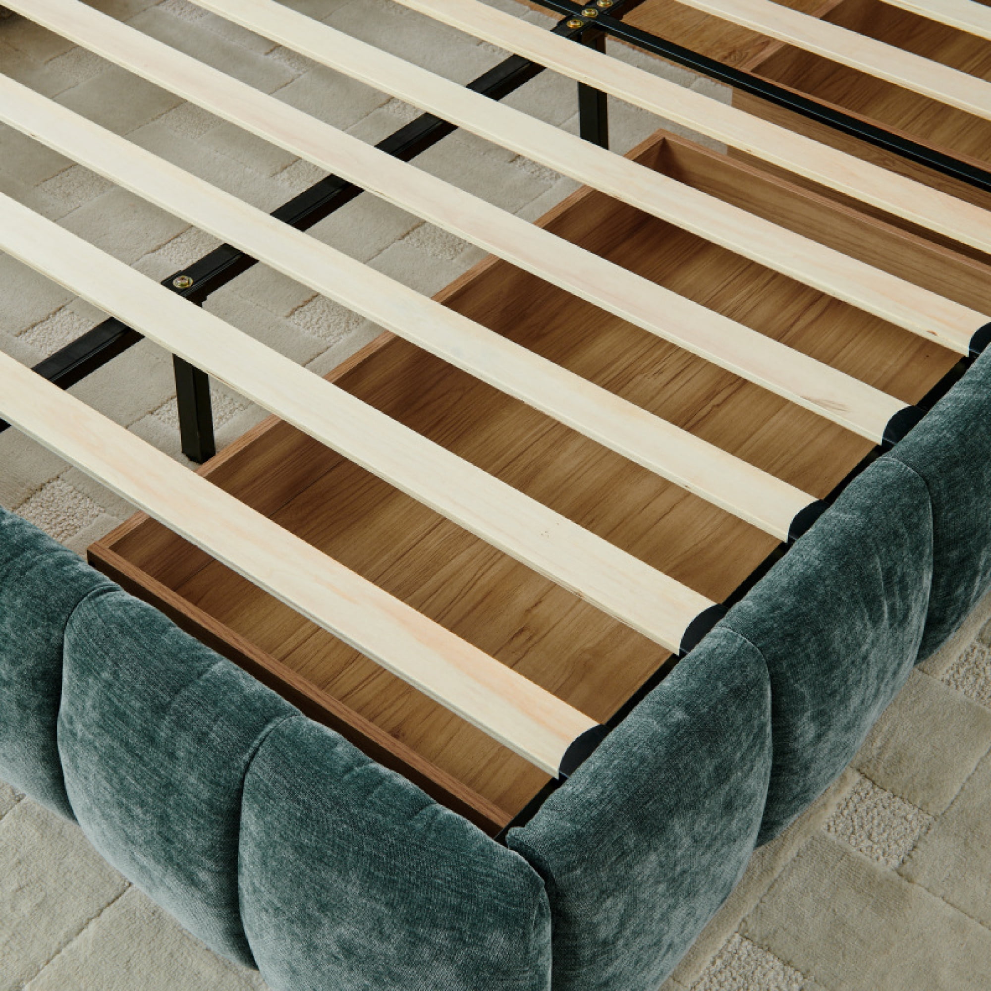 8.2 in Upholstered and Storage Drawer Upholstered Bed Frame, California King