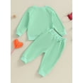 thumbnail image 4 of Wassery Toddler Baby Girls Birthday Clothes 6M 9M 12M 18M 2T 3T Kids Girls Long Sleeve Crew Neck Letter Heart Print Sweatshirt Drawstring Pants Sets 2Pcs Fall Winter Clothes, 4 of 9