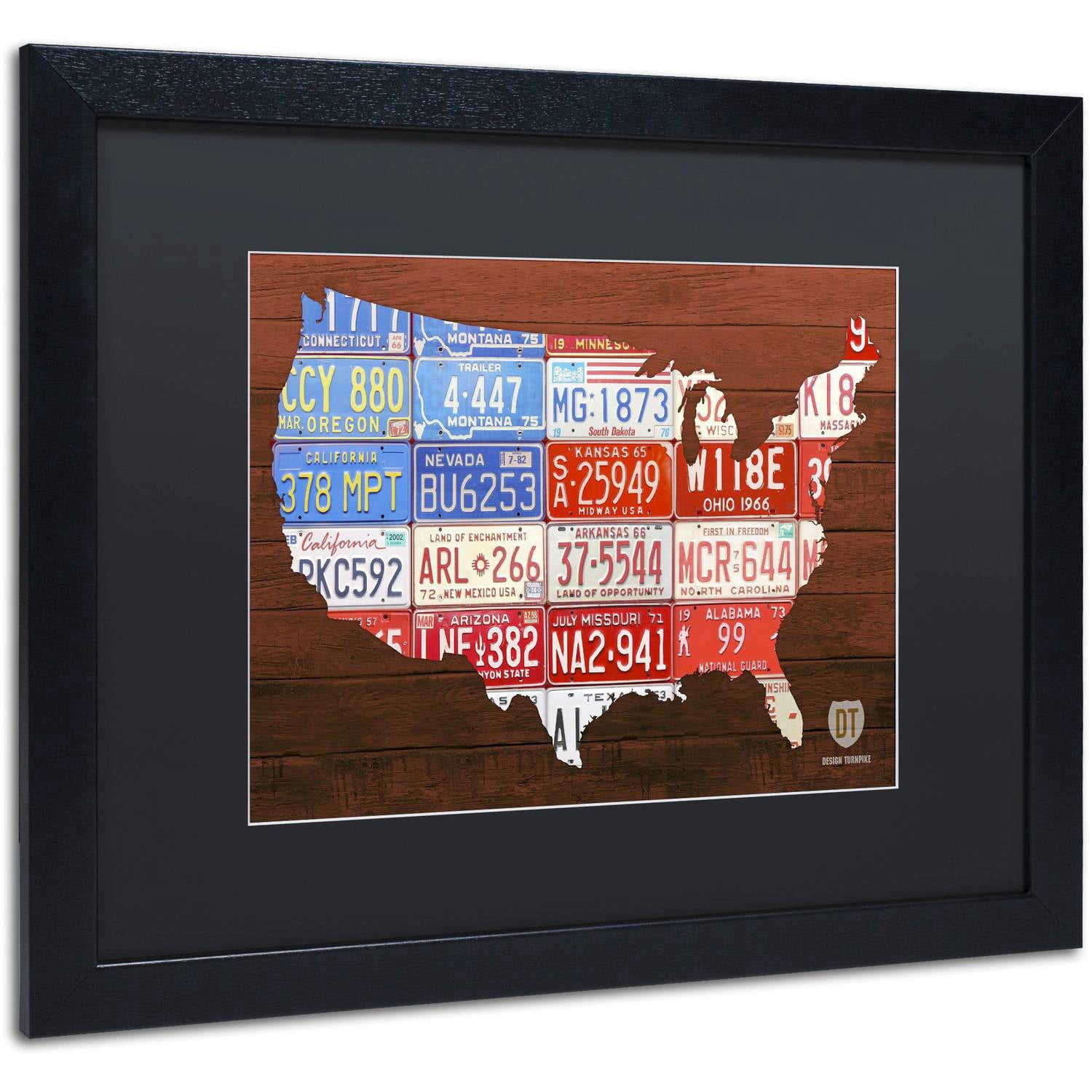 Trademark Fine Art 'USA Flag Map' Canvas Art by Design Turnpike, Black Matte, Black Frame