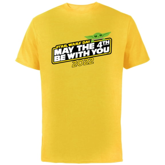 Star Wars Day Grogu May The 4th Be With You 2022 - Short Sleeve Cotton T-Shirt for Adults - Customized-Yellow