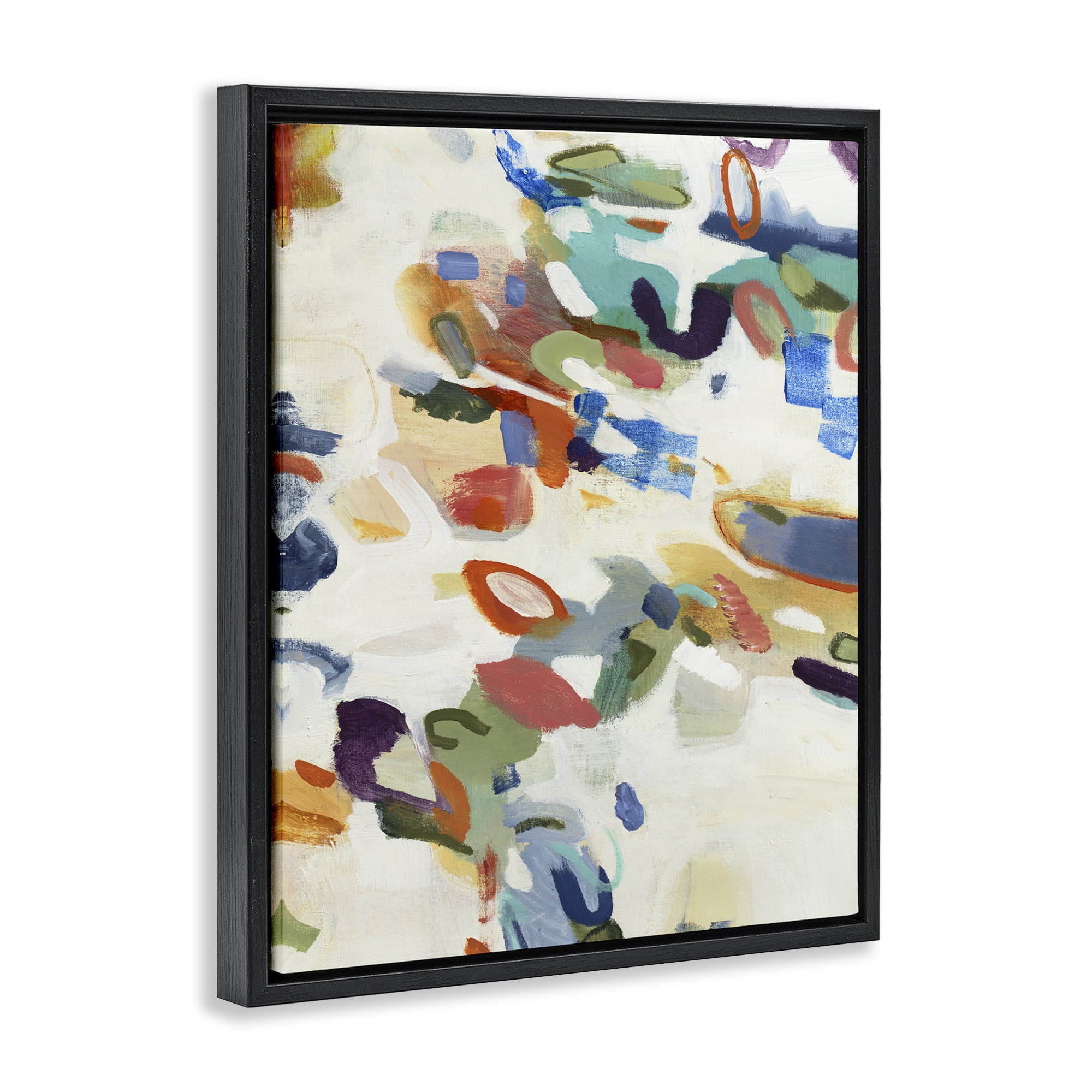 Stupell Industries Multihued Expressive Abstract Black Framed Floater Canvas Wall Art, design by Lisa Ridgers