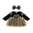 thumbnail image 1 of AMERTEER Bébé Fille Automne Robe Manches Longues Col Rond Lettre Impression Tulle Patchwork Princesse Robe avec Bandeau, 1 of 6