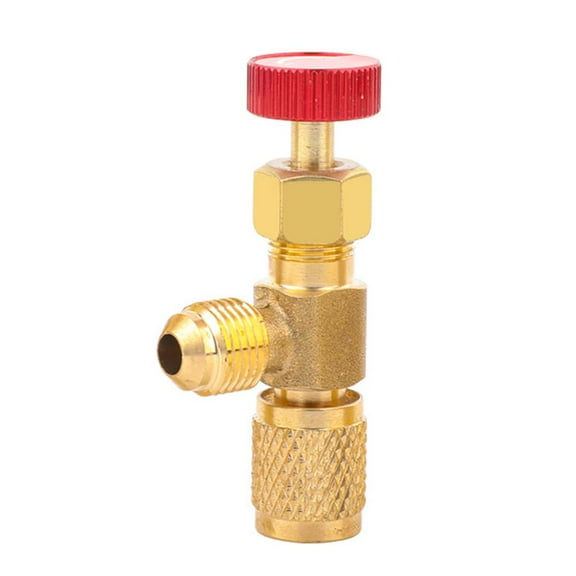 Refrigerant Charging Valve,Brass Low Loss HVAC Fittings for R32 R22 R410 Conditioner Manifold Maintenance Tools,* Control Ball Valve with Safety Adapter