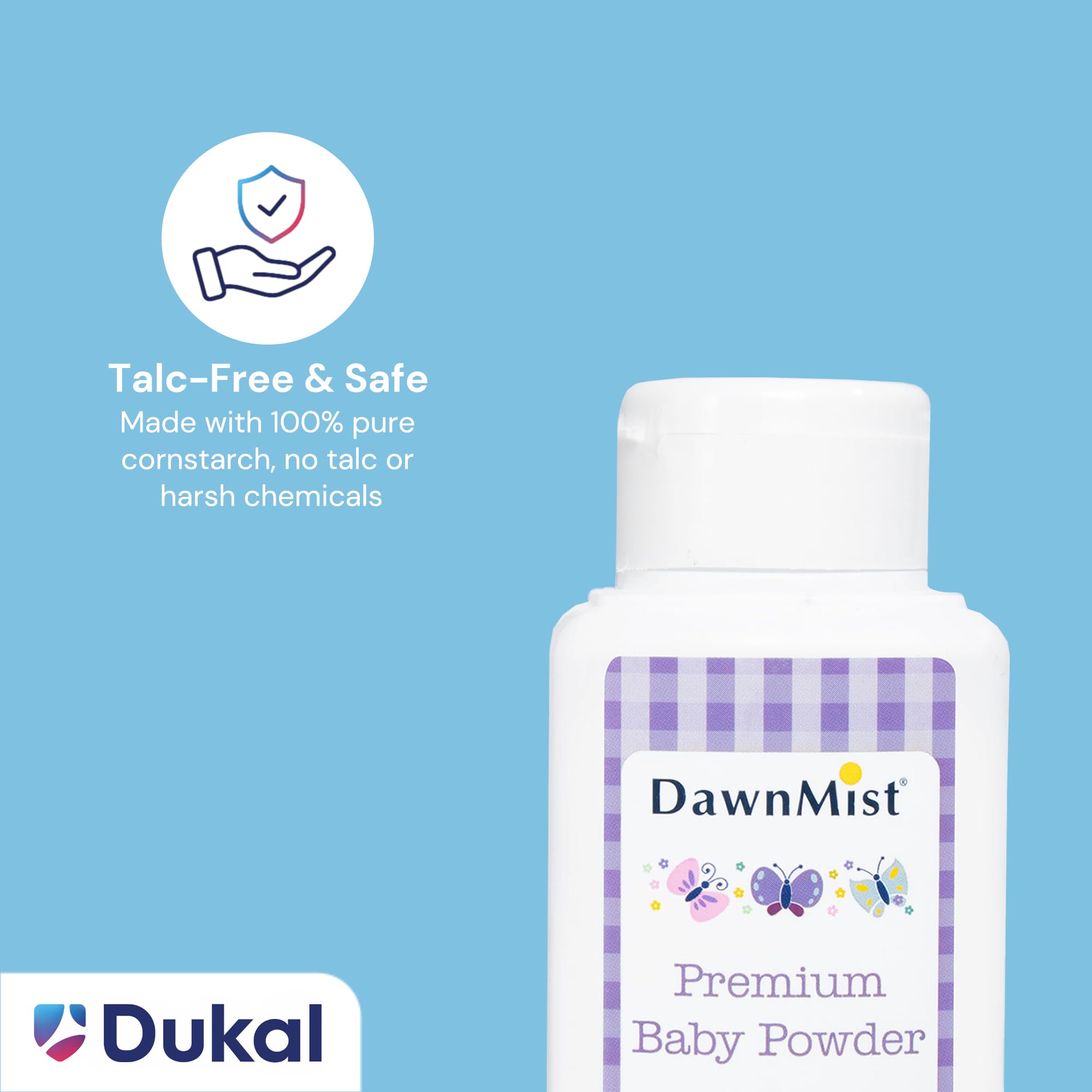 Dukal DawnMist Premium Baby Powder, 3.5 oz Bottles – Talc-Free Formula, Gentle & Soothing for Delicate Skin – Full Case Pack of 48