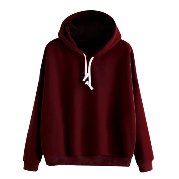 Odeerbi Sweaters For Women Trendy 2025 Casual Hooded Slim-fit Solid Color Sweater Coat Wine