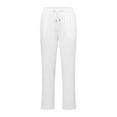 thumbnail image 4 of Bmisegm Women's High Waisted Solid Straight Pants with Elastic Drawstring and Pockets, White, M, 4 of 7