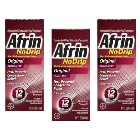 3 Pack - Afrin Nodrip Original Nasal Spray, 0.5 Oz Each