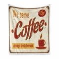 thumbnail image 1 of Retro Soft Flannel Fleece Blanket, Tin Rusty Faded Fresh Brewed Coffee Print from Old Days Fifties Style Art Work, Cozy Plush for Indoor and Outdoor Use, 70" x 90", Cream Red Orange, by Ambesonne, 1 of 6