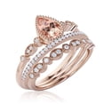 thumbnail image 3 of Dazzling Boho & hippiepie 2.25 Carat Pear Cut Morganite And Diamond Moissanite Engagement Ring, Wedding Ring, Two Matching Band in 925 Sterling Silver With 18k Rose Gold Plating, Birthday Gift, 3 of 3