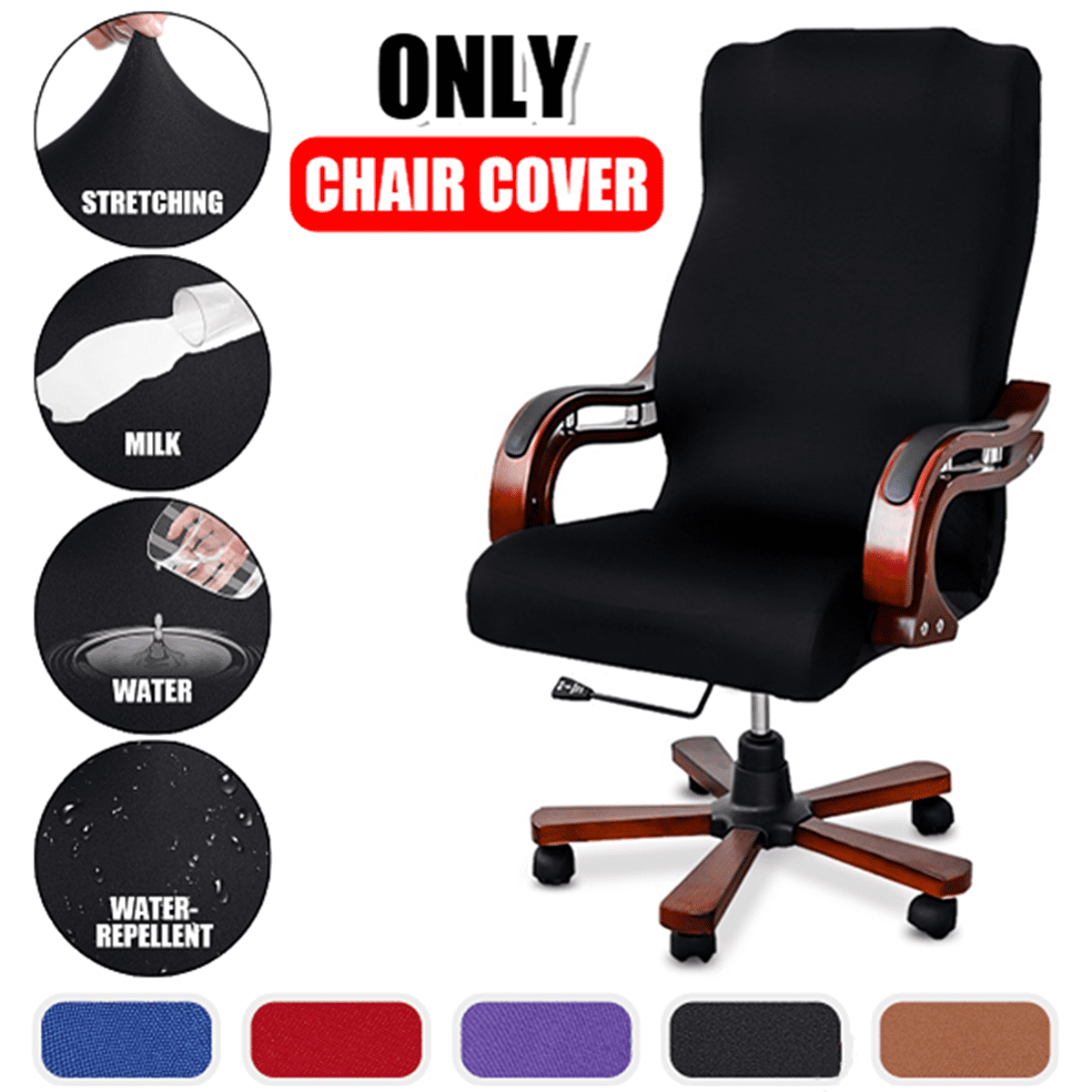 Removable Elastic Protector Office Armchair Cover for Work Station Desk Chair Rotating Chair black 1 Pair Office Desk Chair Armrest Slipcovers Yosoo Health Gear Office Computer Chair Arm Covers 