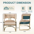 thumbnail image 2 of Set of 2 Blue Beige PU Dining Chairs With Gold Iron Frame for Dining Room, 2 of 8