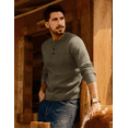 thumbnail image 4 of Olaglory Mens Sweaters Crewneck Waffle Pullover Sweater, Casual Button Textured Knit Henley Sweaters for Men, Khaki Green, 4 of 8