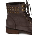 thumbnail image 4 of Nature Breeze Lug-25 New Women Brush Leatherette Stud Combat Motorcycle Bootie, 4 of 5
