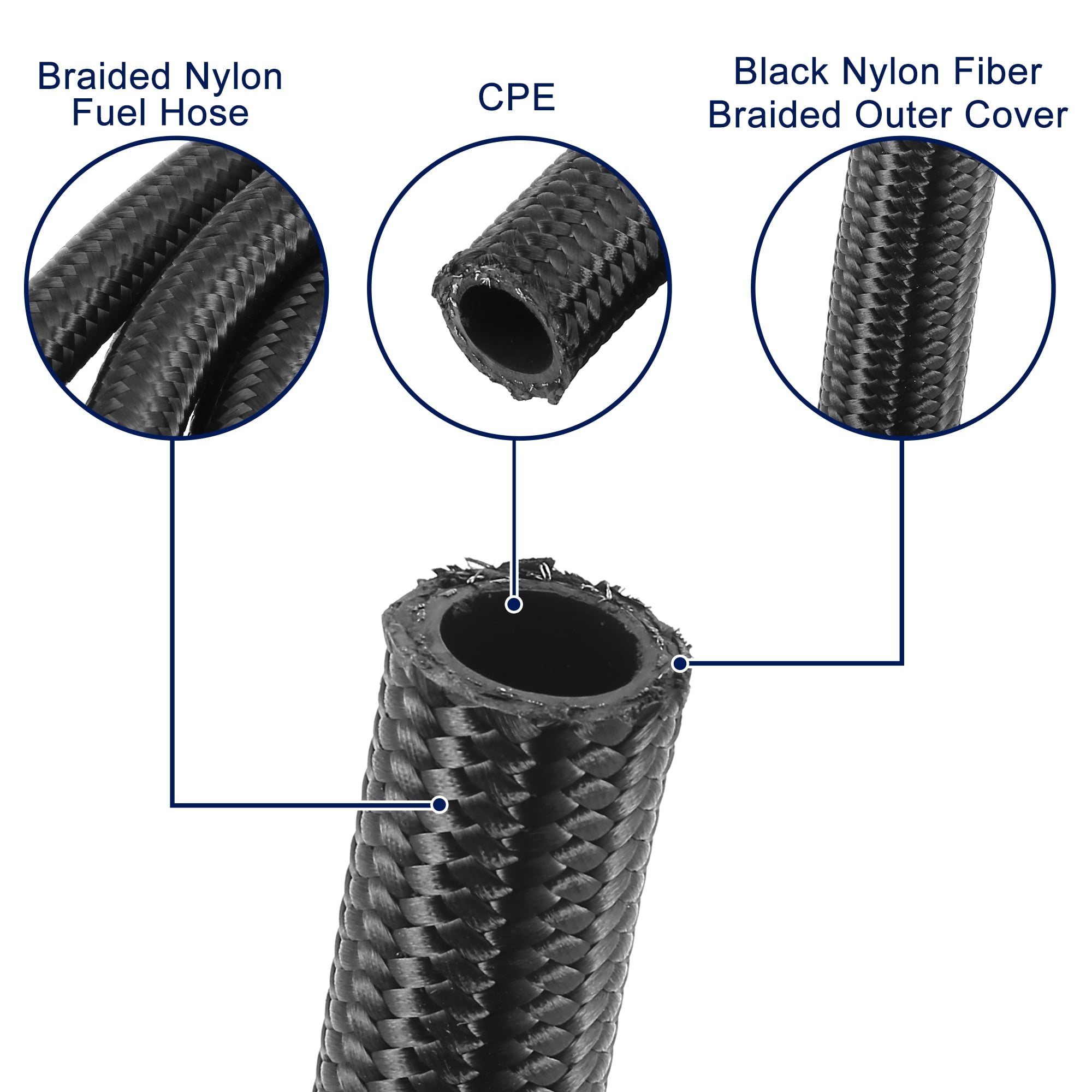 Auto Braided 10ft 5/8" Fuel Line with AN10 End Fitting for CPE Oil Gas Hose